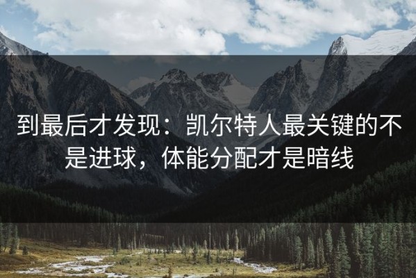 到最后才发现：凯尔特人最关键的不是进球，体能分配才是暗线