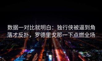 数据一对比就明白：独行侠被逼到角落才反扑，罗德里戈那一下点燃全场