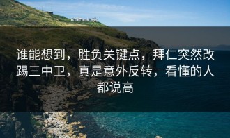 谁能想到，胜负关键点，拜仁突然改踢三中卫，真是意外反转，看懂的人都说高