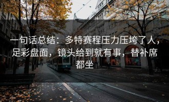 一句话总结：多特赛程压力压垮了人，足彩盘面，镜头给到就有事，替补席都坐