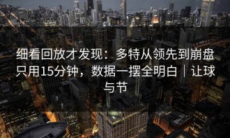 细看回放才发现：多特从领先到崩盘只用15分钟，数据一摆全明白｜让球与节