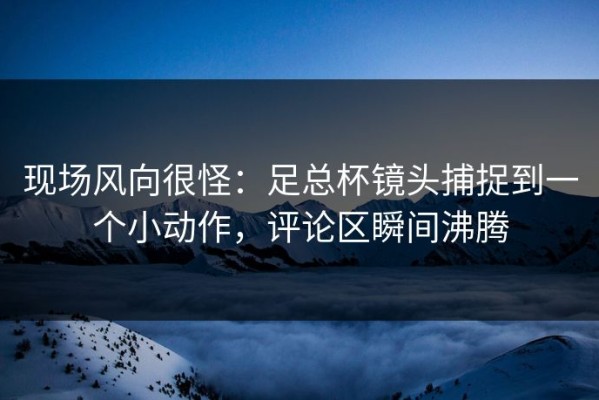 现场风向很怪：足总杯镜头捕捉到一个小动作，评论区瞬间沸腾