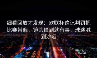 细看回放才发现：欧联杯这记判罚把比赛带偏，镜头给到就有事，球迷喊到沙哑
