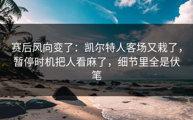 赛后风向变了：凯尔特人客场又栽了，暂停时机把人看麻了，细节里全是伏笔